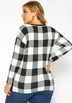 Asoph Plus Size Plaid Print Long Sleeve Top -Asoph Sales Shop 2018622 002 3