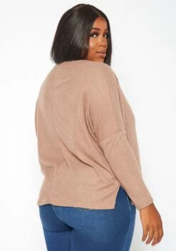 Plus Size Solid Waffle Knit Sweater -Asoph Sales Shop 2018630 190 3