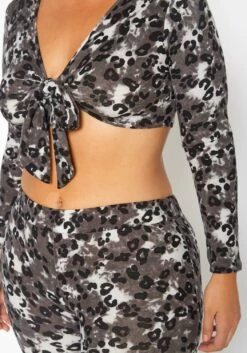 [Special Price] Plus Size Leopard Print Tie Front Crop Top & Leggings Set -Asoph Sales Shop 2018907 001 4