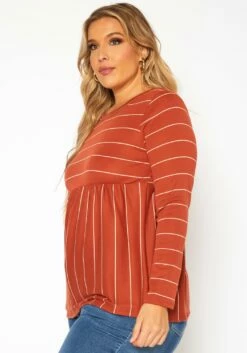 Plus Size Striped Print Flare Top -Asoph Sales Shop 2019204 120 2