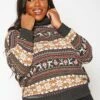 Plus Size Reindeer Print Turtleneck Sweater