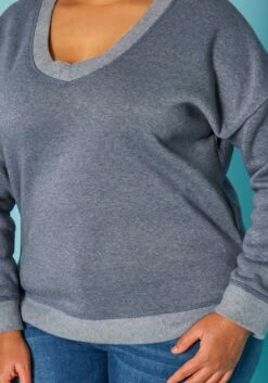 Plus Size Casual V Neck Long Sleeve Top -Asoph Sales Shop 2019282 117 4