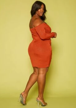 Plus Size Shimmer Drawstring Hem Bodycon Mini Dress -Asoph Sales Shop 2019321 001 3