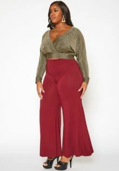 Plus Size Solid High Waist Flare Pants -Asoph Sales Shop 2019557 111 2