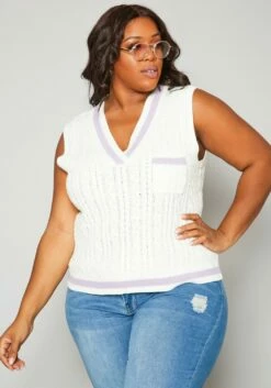 Plus Size Cable Knit Varsity Top 6 Plus Size Cable Knit Varsity Top -Asoph Sales Shop 2019945 003 0