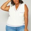 Plus Size Cable Knit Varsity Top