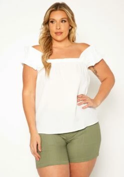Plus Size Short Sleeve Linen Top