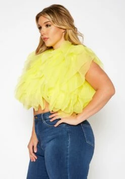 Plus Size Ruffle Tulle Crop Top -Asoph Sales Shop 2020213 003 3