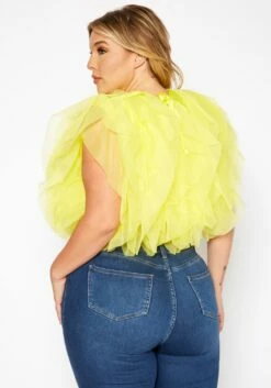 Plus Size Ruffle Tulle Crop Top -Asoph Sales Shop 2020213 003 4