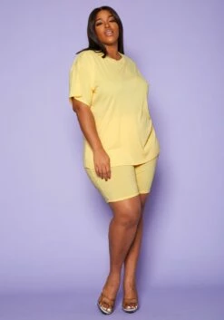 Plus Size Tee Shirt & Biker Shorts Set
