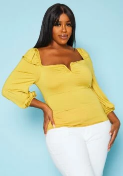 Plus Size Square Neck Top
