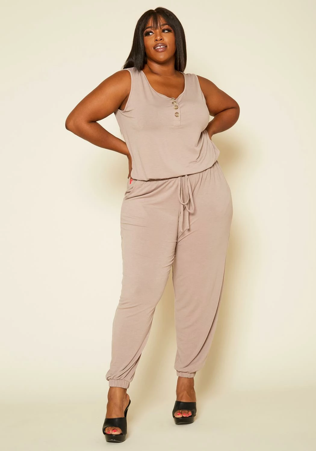 Plus Size Lounge Sleeveless Jumpsuit 2 Plus Size Lounge Sleeveless Jumpsuit - Image 2