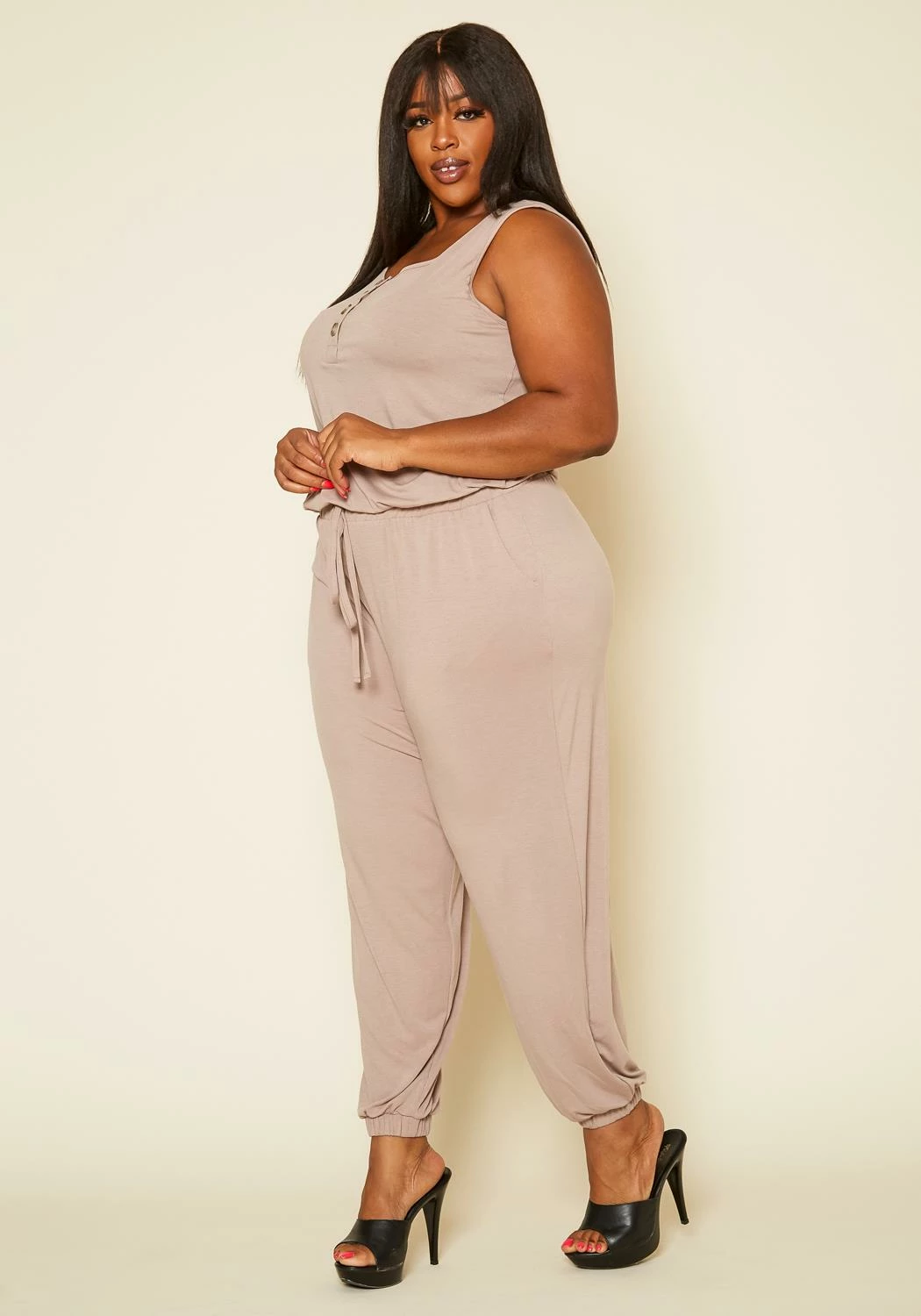 Plus Size Lounge Sleeveless Jumpsuit 3 Plus Size Lounge Sleeveless Jumpsuit - Image 3