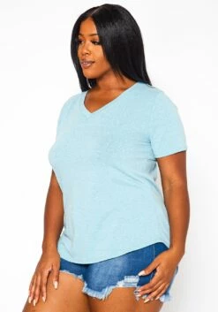 Plus Size V-Neck Basic Blouse -Asoph Sales Shop 2020630 003 2