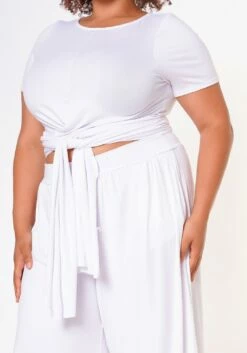 Plus Size Tie Front Crop Top & Wide Flare Pants Set -Asoph Sales Shop 2020689 004 5
