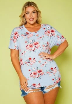 Asoph Plus Size Floral Relaxed Fit Top
