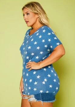Plus Size Relaxed Fit Star Print Top -Asoph Sales Shop 2020761 001 3