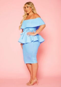 Plus Size Off Shoulder Peplum Midi Dress -Asoph Sales Shop 2020771 006 2