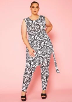 Plus Size Multi Print Sleek Top & Leggings Set