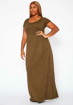 Plus Size Smocked Seamless Fit & Flare Maxi Dress -Asoph Sales Shop 2020996 004 2