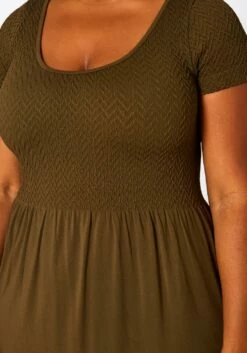 Plus Size Smocked Seamless Fit & Flare Maxi Dress -Asoph Sales Shop 2020996 004 4