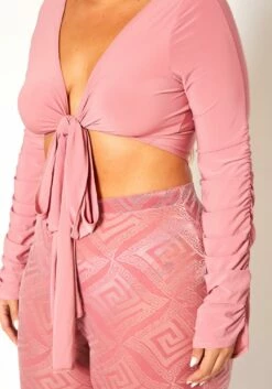 Plus Size Crop Top & Greek Key Print Pants Set 9 Plus Size Crop Top & Greek Key Print Pants Set -Asoph Sales Shop 2021028 001 4