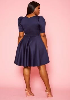 Plus Size Puff Sleeve Flare Mini Dress -Asoph Sales Shop 2021049 002 4