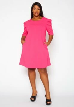 Plus Size Ruffle Short Sleeve Dress