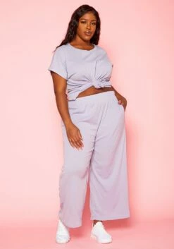 Plus Size Casual T Shirt & Flare Pants Set -Asoph Sales Shop 2021176 005 2