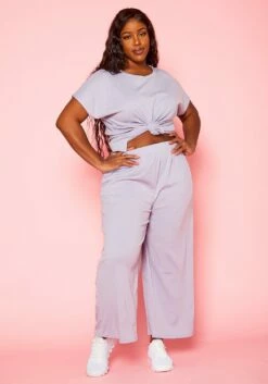 Plus Size Casual T Shirt & Flare Pants Set -Asoph Sales Shop 2021176 005 3