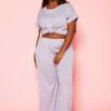 Plus Size Casual T Shirt & Flare Pants Set