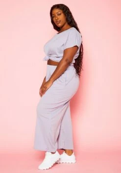 Plus Size Casual T Shirt & Flare Pants Set -Asoph Sales Shop 2021176 005 5