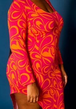 Plus Size Geometric Pattern High Low Maxi Dress -Asoph Sales Shop 2021312 001 4