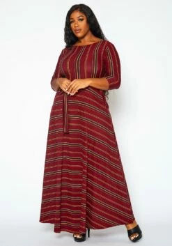 Plus Size Multi Striped Fit & Flare Maxi Dress -Asoph Sales Shop 2021372 002 2