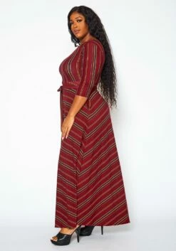 Plus Size Multi Striped Fit & Flare Maxi Dress -Asoph Sales Shop 2021372 002 3