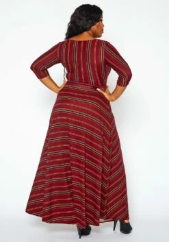 Plus Size Multi Striped Fit & Flare Maxi Dress -Asoph Sales Shop 2021372 002 4