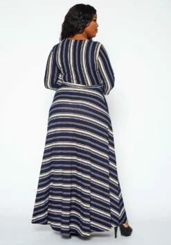 Plus Size Multi Striped Fit & Flare Maxi Dress -Asoph Sales Shop 2021372 003 4