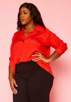 Plus Size Solid Collar Neck Shirt -Asoph Sales Shop 2021374 005 4