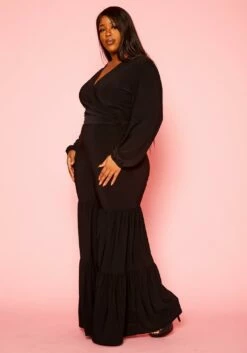 Plus Size Wrap Crop Top & Bell Flare Pants -Asoph Sales Shop 2021375 001 3