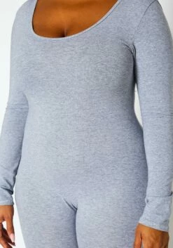 Plus Size Solid Long Sleeve Fitted Jumpsuit -Asoph Sales Shop 2021396 002 4