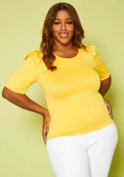 Plus Size Solid Fitted Blouse