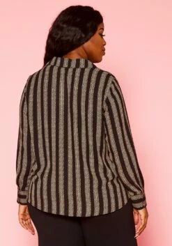 Plus Size Minimal Chain Link Print Collar Blouse -Asoph Sales Shop 2021422 001 5