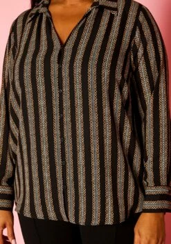 Plus Size Minimal Chain Link Print Collar Blouse -Asoph Sales Shop 2021422 001 6