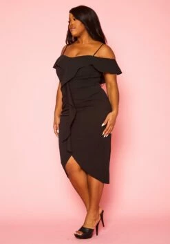 Plus Size Off Shoulder Drape Front Cocktail Dress -Asoph Sales Shop 2022414 001 3