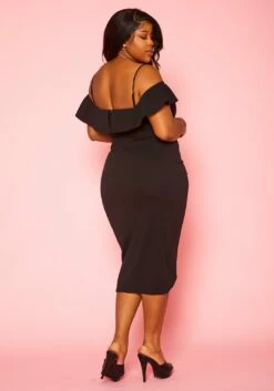 Plus Size Off Shoulder Drape Front Cocktail Dress -Asoph Sales Shop 2022414 001 4