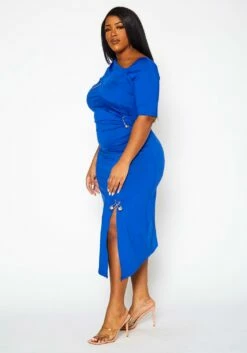 Plus Size Safety Pin Front Slit Bodycon Dress -Asoph Sales Shop 2022438 002 4