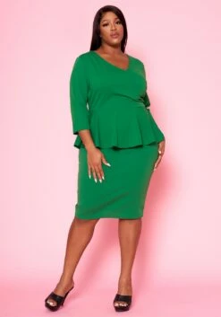 Plus Size Peplum Flare Mini Dress