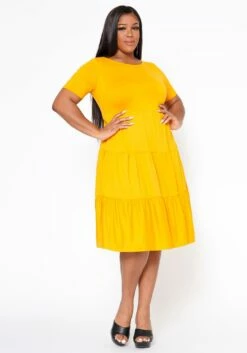 Plus Size Effortless Ruffled Fit & Flare Dress -Asoph Sales Shop 2022516 002 0