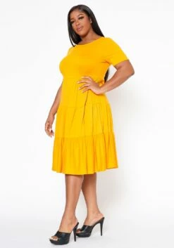 Plus Size Effortless Ruffled Fit & Flare Dress -Asoph Sales Shop 2022516 002 2