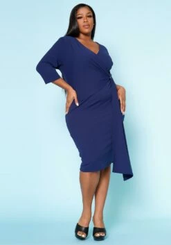Plus Size V Neck Overlay Drape Mini Dress -Asoph Sales Shop 2022524 004 1